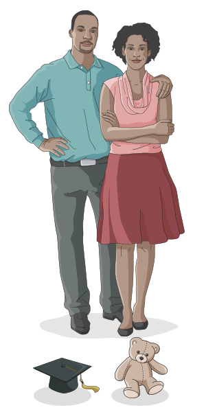 black-couple-college-children