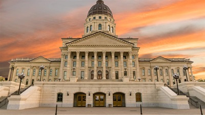 Exterior of the Kansas State Capital Building in Topeka, Kansas